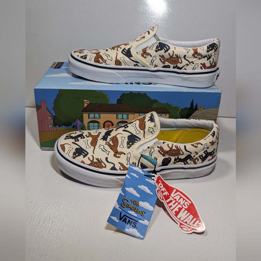 Vans Classic Slip-On The Simpsons Family Pets Kids Sneakers Size 3